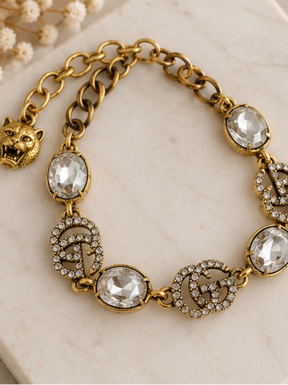 🤍 Designer Inspired Clear Crystal Rhinestone Statement Bracelet I